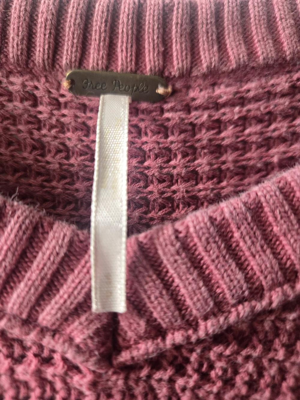 Free People Mauve Waffle Knit Pullover